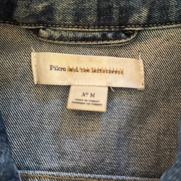 Anthropologie Pilcro Pearled Denim Trucker Jacket Size Medium - Picture 5 of 6